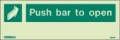 Jalite 4304PT Push Bar To Open Sign - 100 x 300mm - Photoluminescent